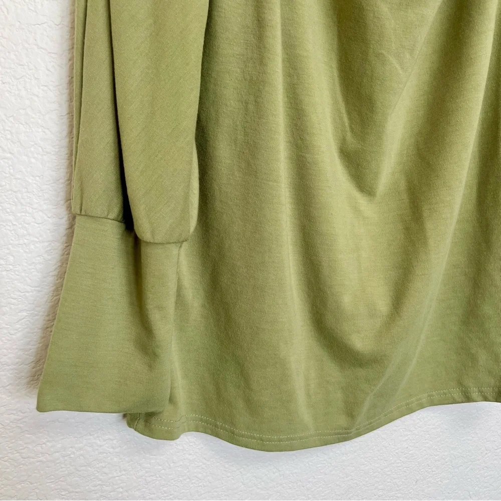 Olive Green Cowl Drape Neck Top Long Sleeve Stretchy Women’s Size XL - Picture 2 of 4